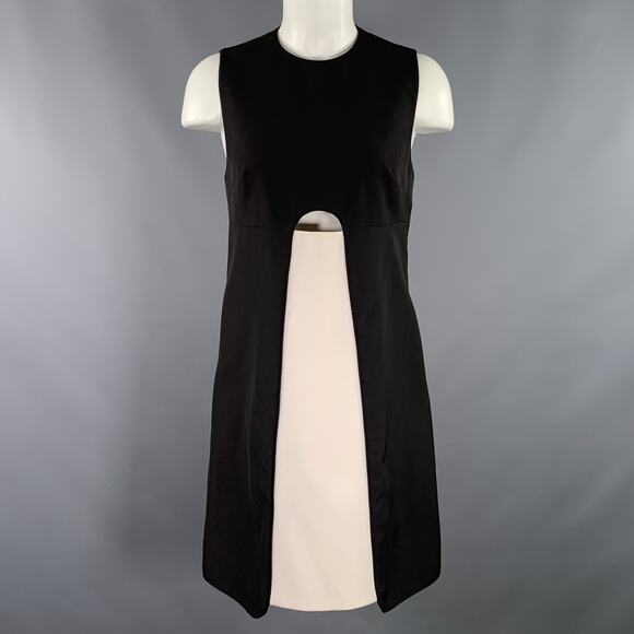 MISHA NONOO Size 4 Black White Polyester Blend Two Tone Shift Cocktail Dress - Picture 1 of 6